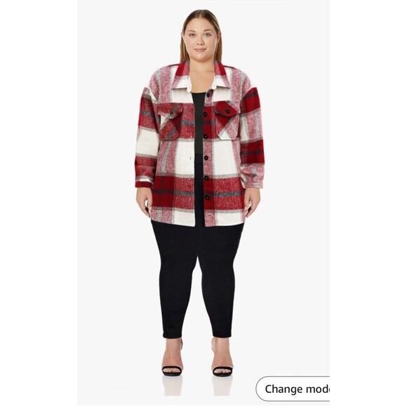 Fashion Jackets & Blazers - Automet Women Fall Plaid Flannel Shacket Jacket Oversized Long Sleeve Shirt 2 XL